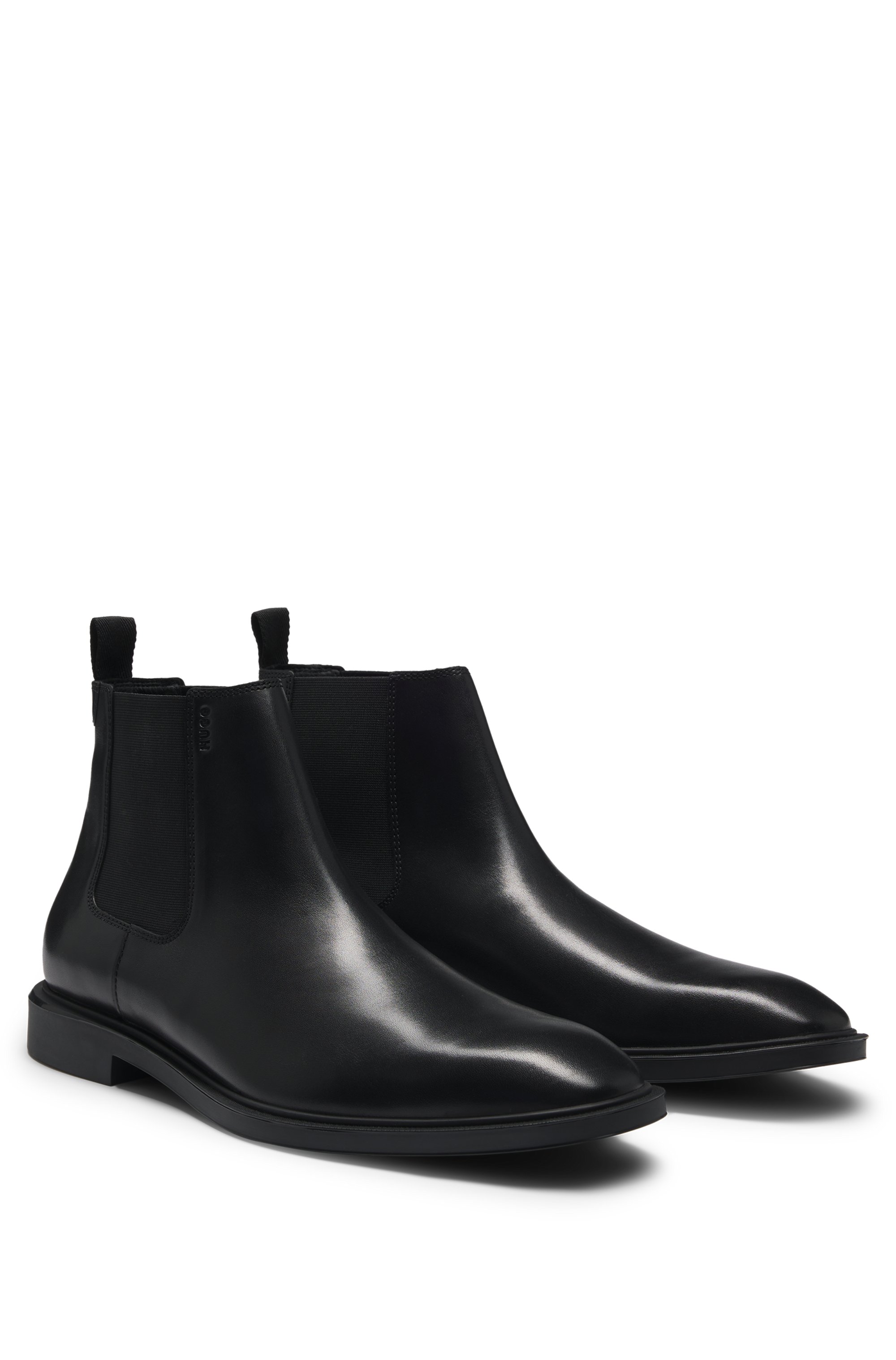 HUGO 50529072 Gryff_Cheb_lt Herren  Chelsea Boots aus Leder mit roter Signature-Naht