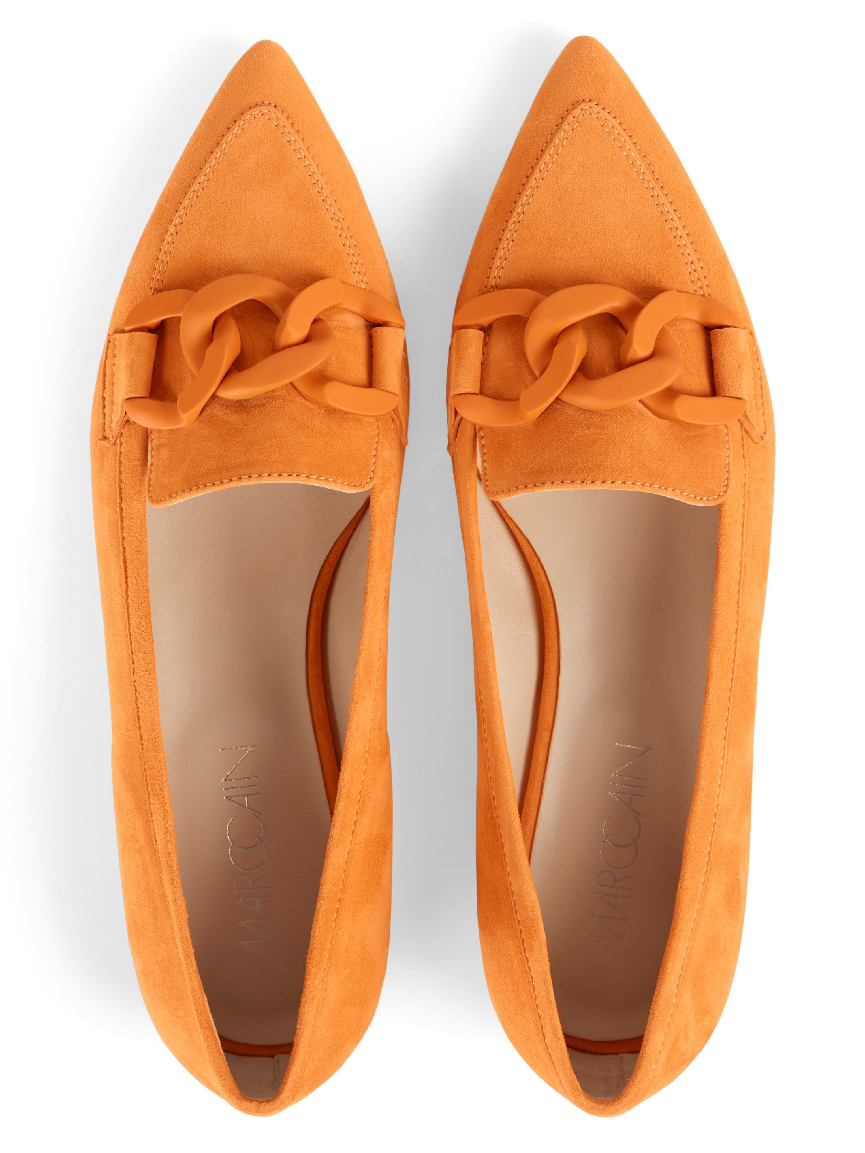 MARC CAIN UB SF.02 L09 Leder Slipper mit Schmuckkette clear orange