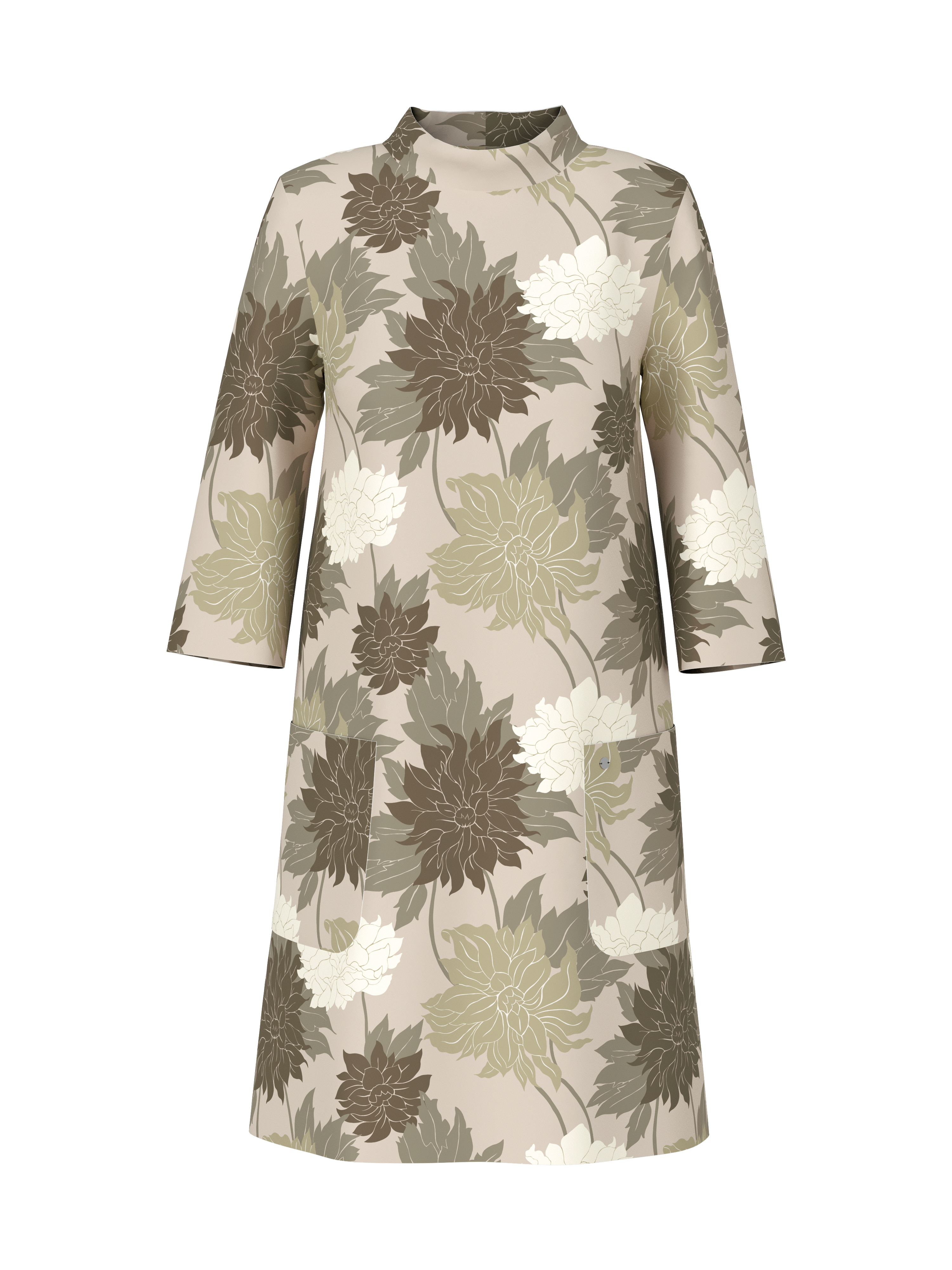 MARC CAIN  YC 21.18 J04 Florales Kleid aus Scubajersey deep pearl