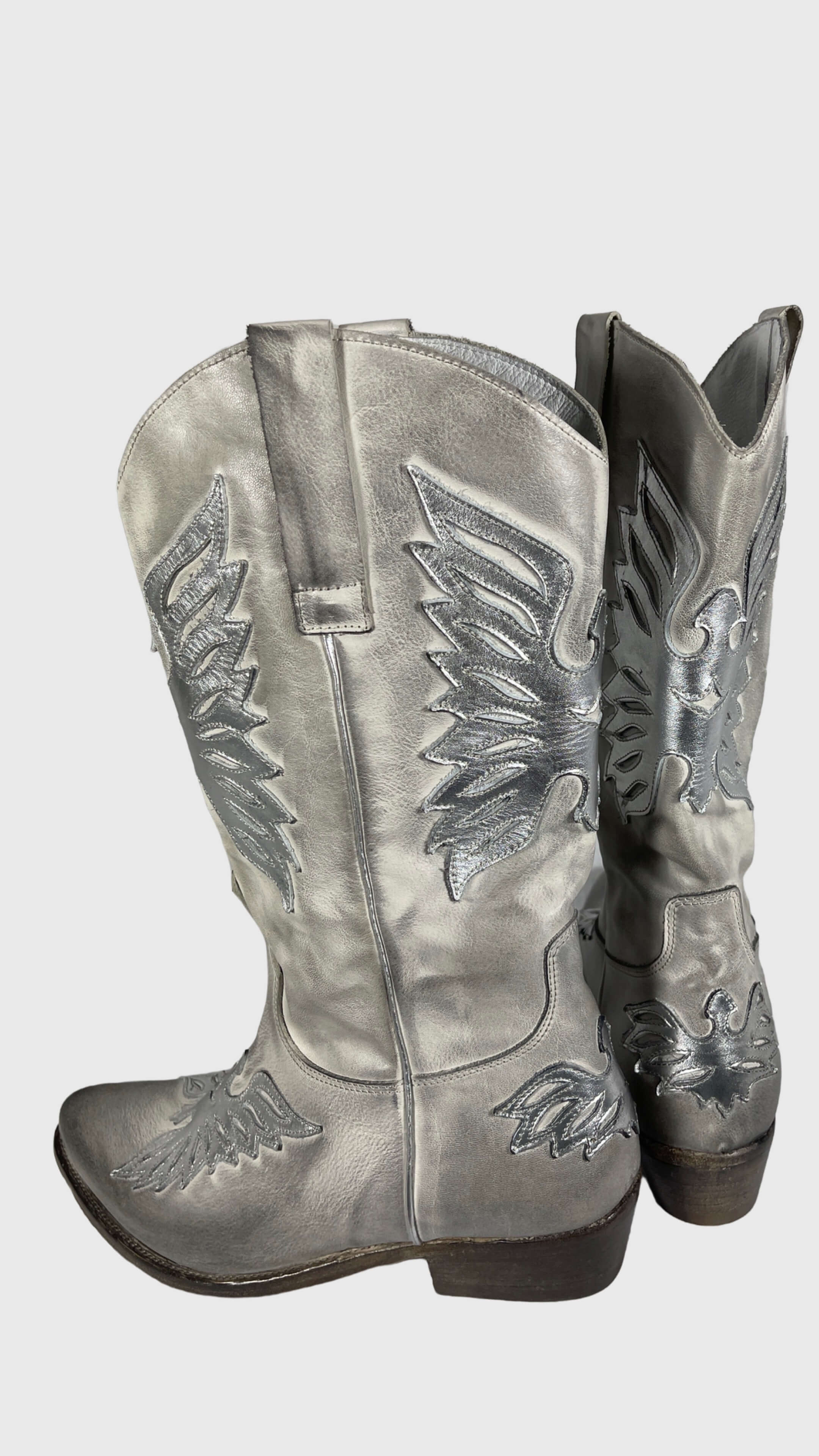 PAWELKS 36800 LUCCA CREAM Damen Cowboy Boots Silber.