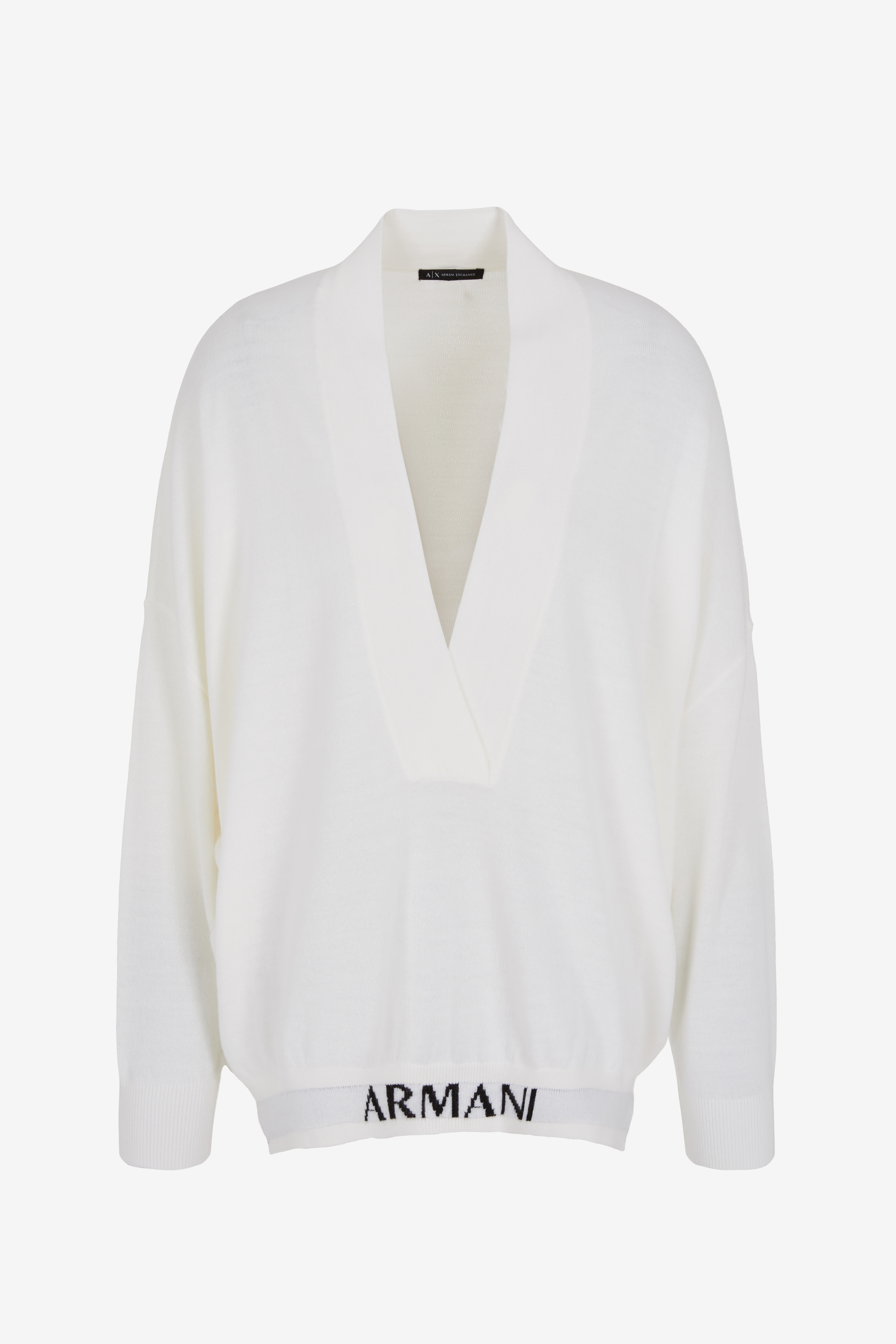 ARMANI  6RYM1L YME3Z Damen Pullover mit Wording V-Ausschnitt Woll-Mix  ISO