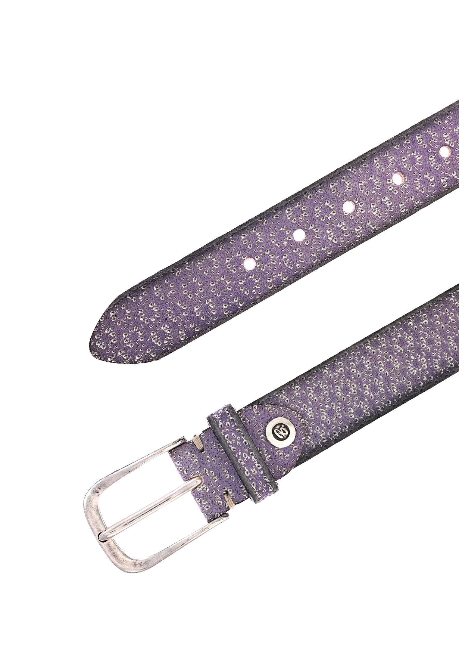 B.BELT BB0827L78 Mara 35 mm Damen Leder Gürtel Lila-Silbermetallic