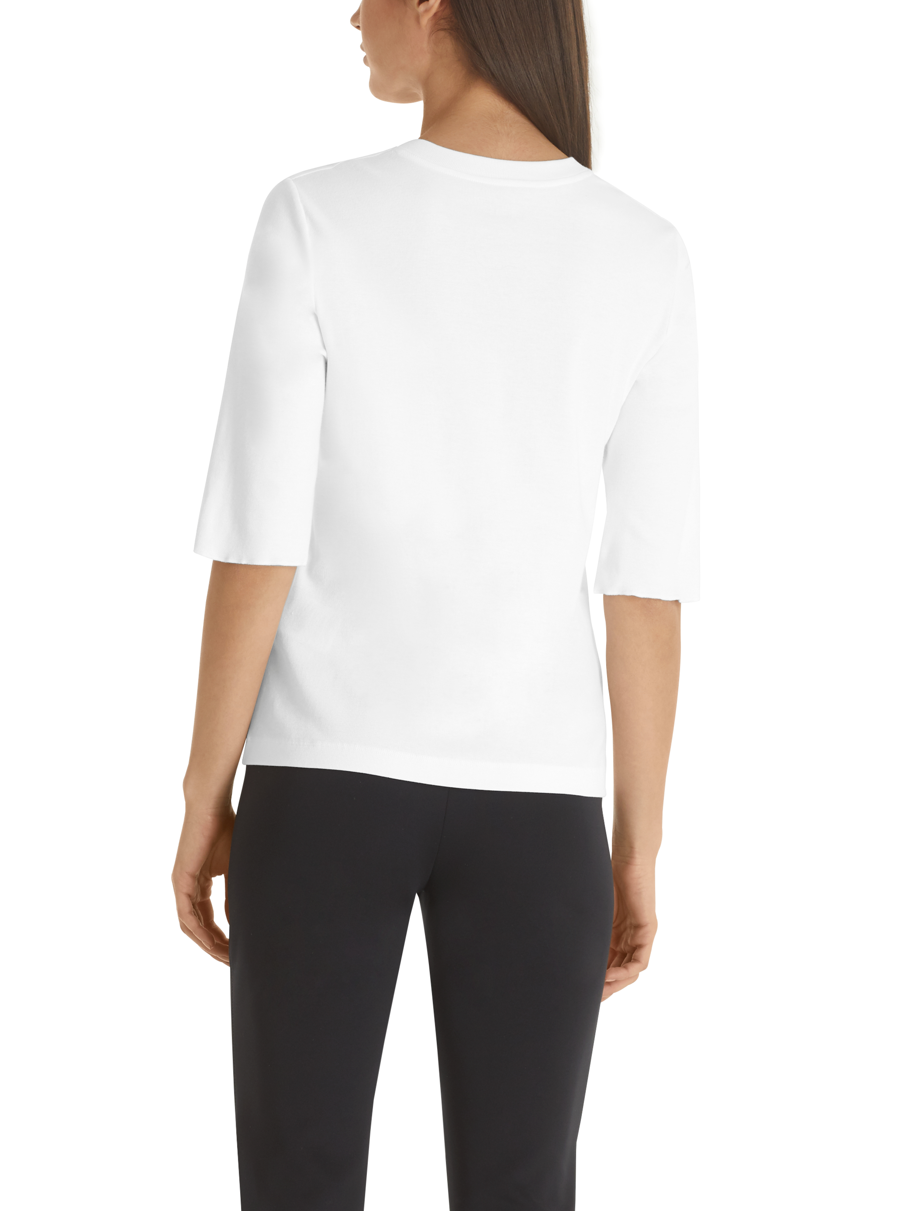MARC CAIN +E 48.02 J50 Shirt aus Baumwoll-Ripp-Jersey Weiß