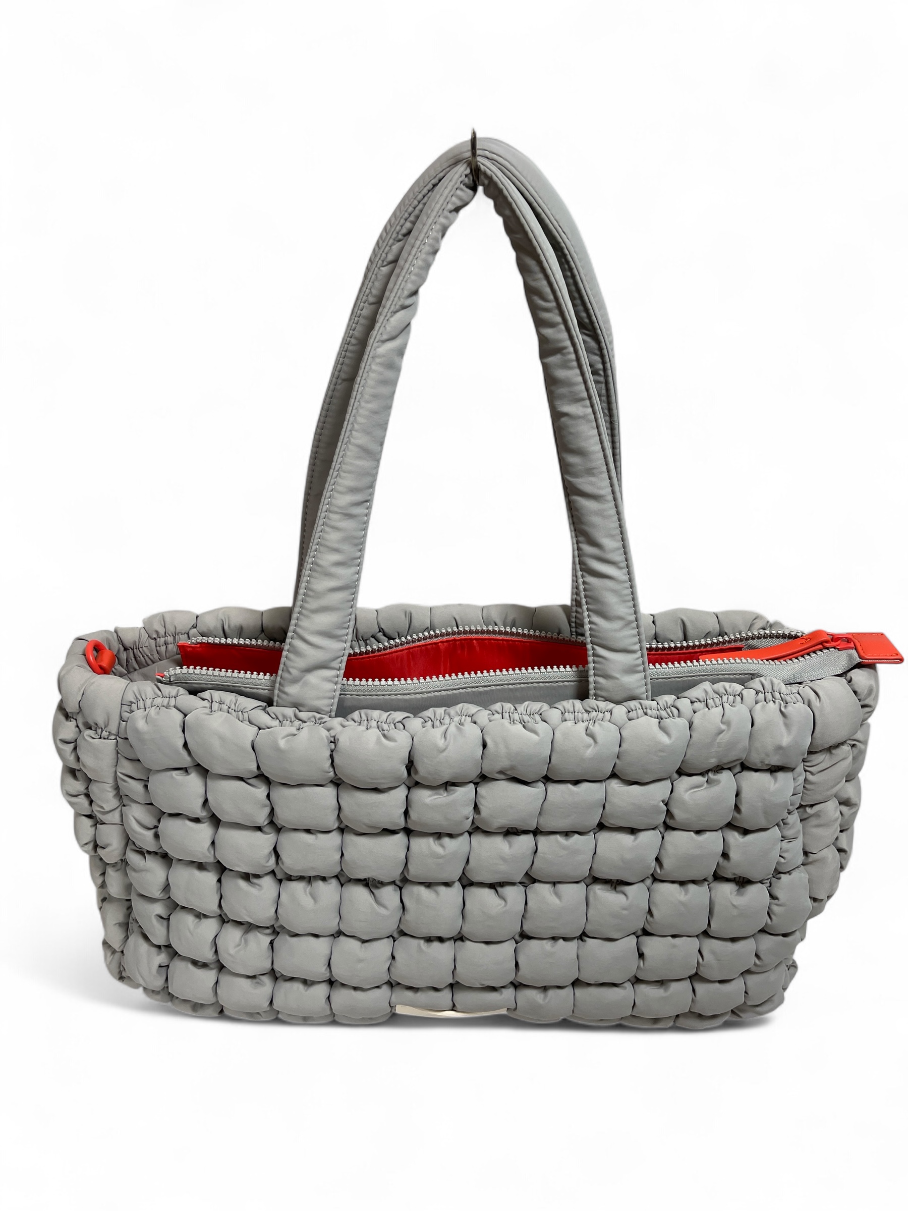 UNIO CORTINA BUBBLE NYLON SHOPPER PUFFER BAG ORANGE LIGHT GREY