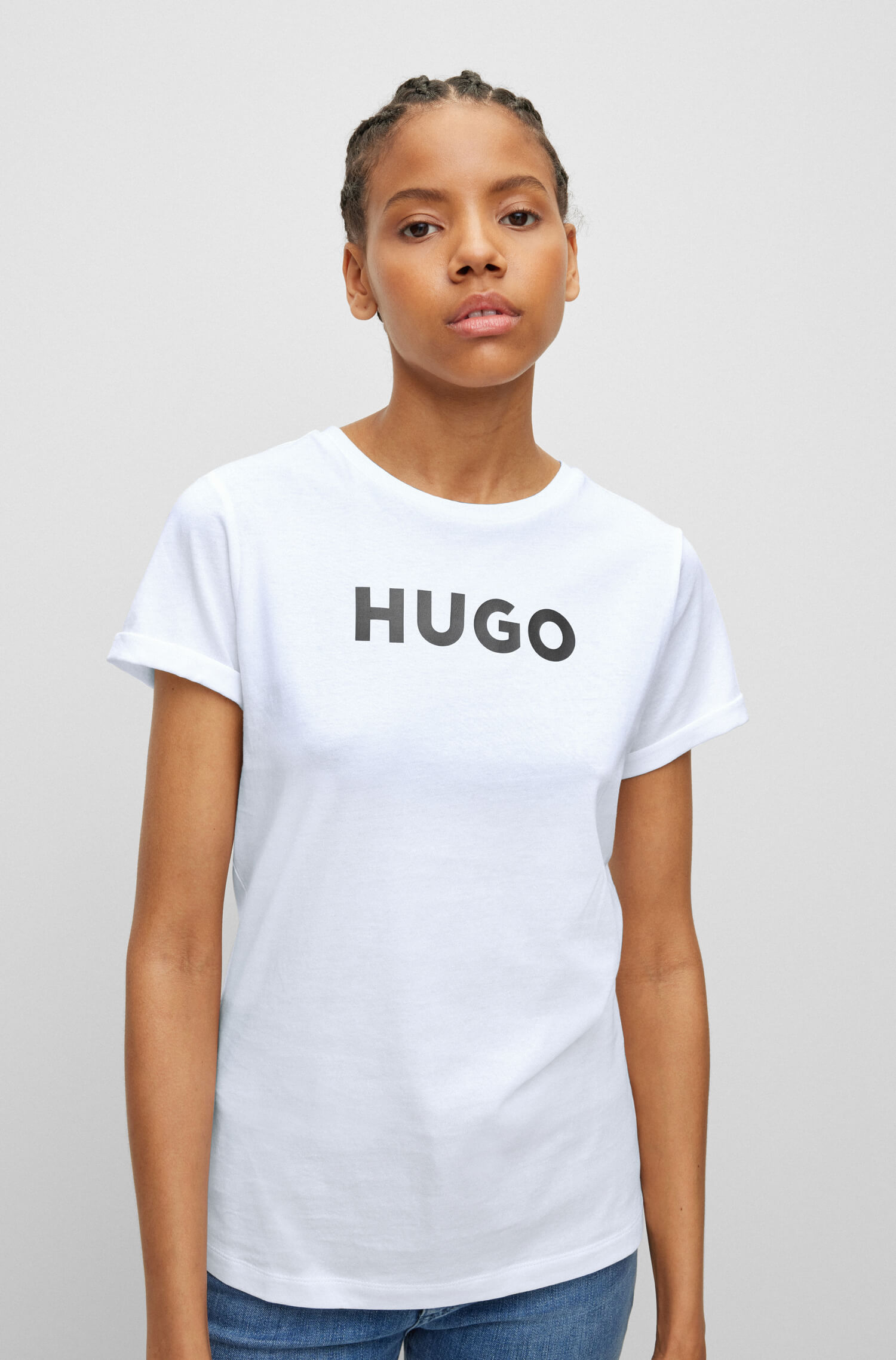 HUGO 50473813 The HUGO Tee 10243064 01 Damen T-Shirt White
