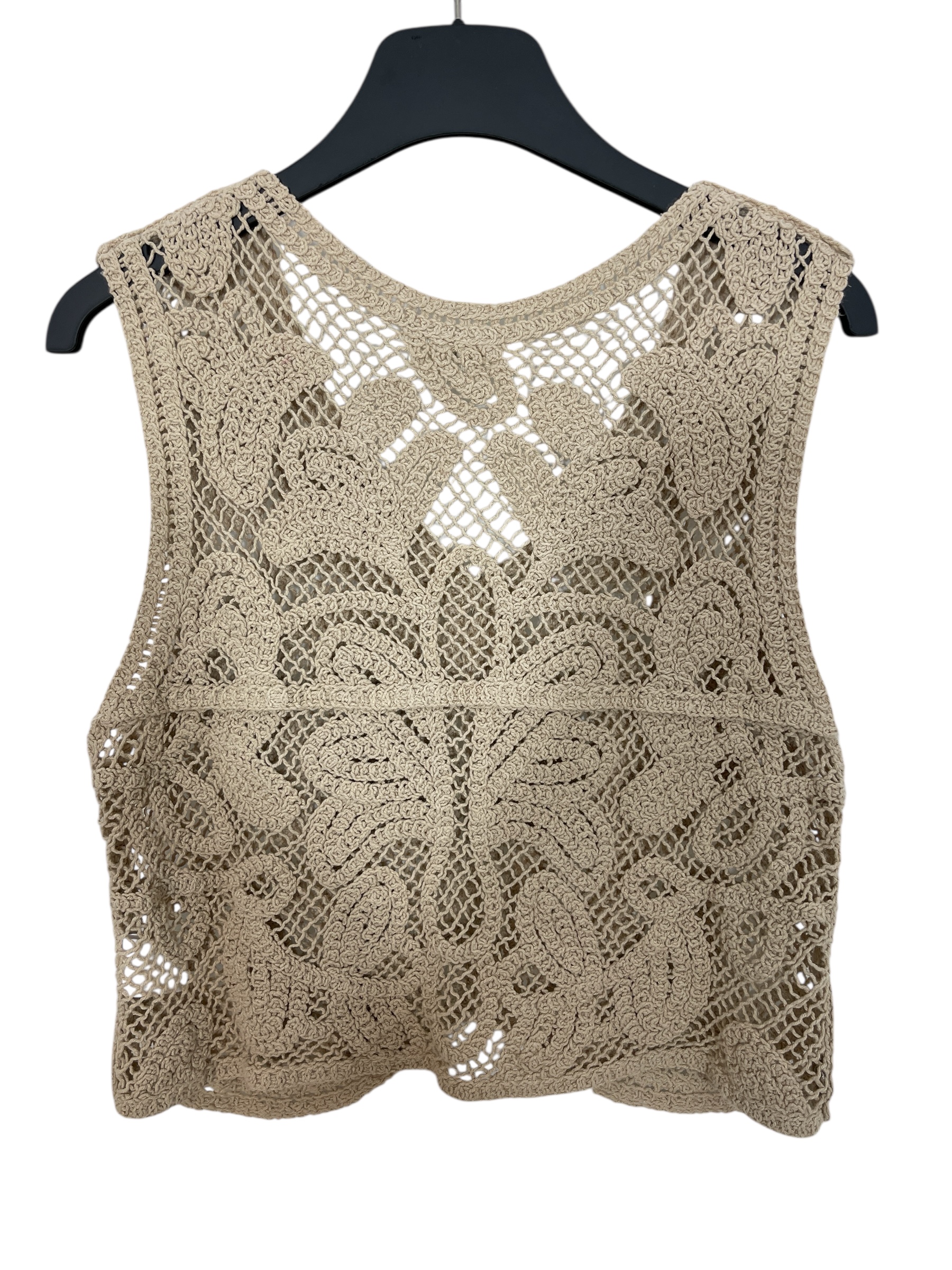 VICOLO 77036D Damen Häkelweste Strick Weste VANILLA