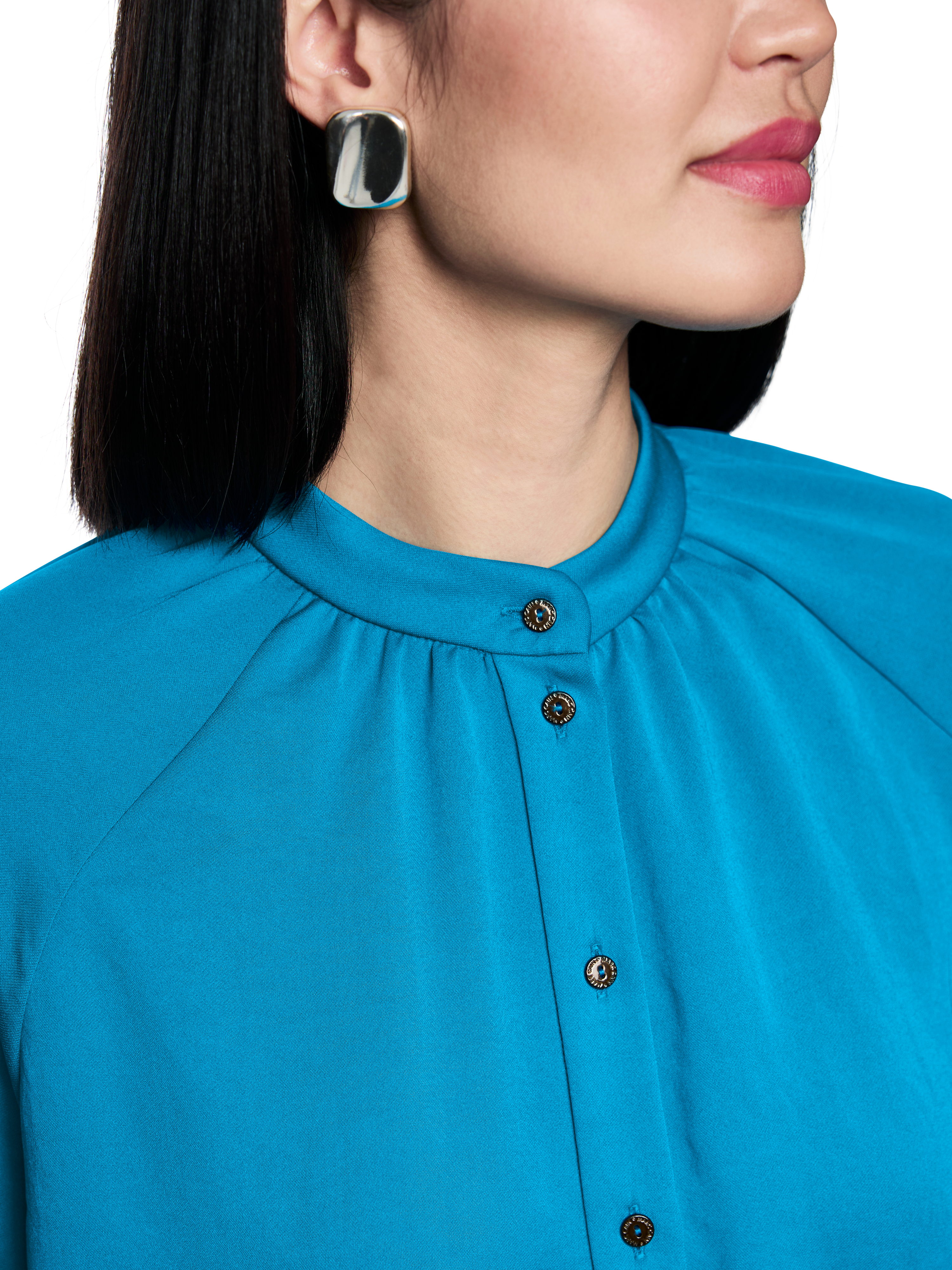 MARC CAIN  ZC 51.27 W39 Bluse mit Stehkragen Blau