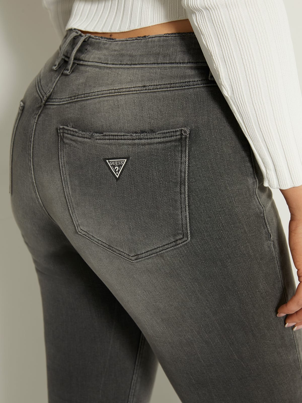 GUESS W1YA46 D4F52 Damen Jeans Hose Skinny-Fit Grau CRG1