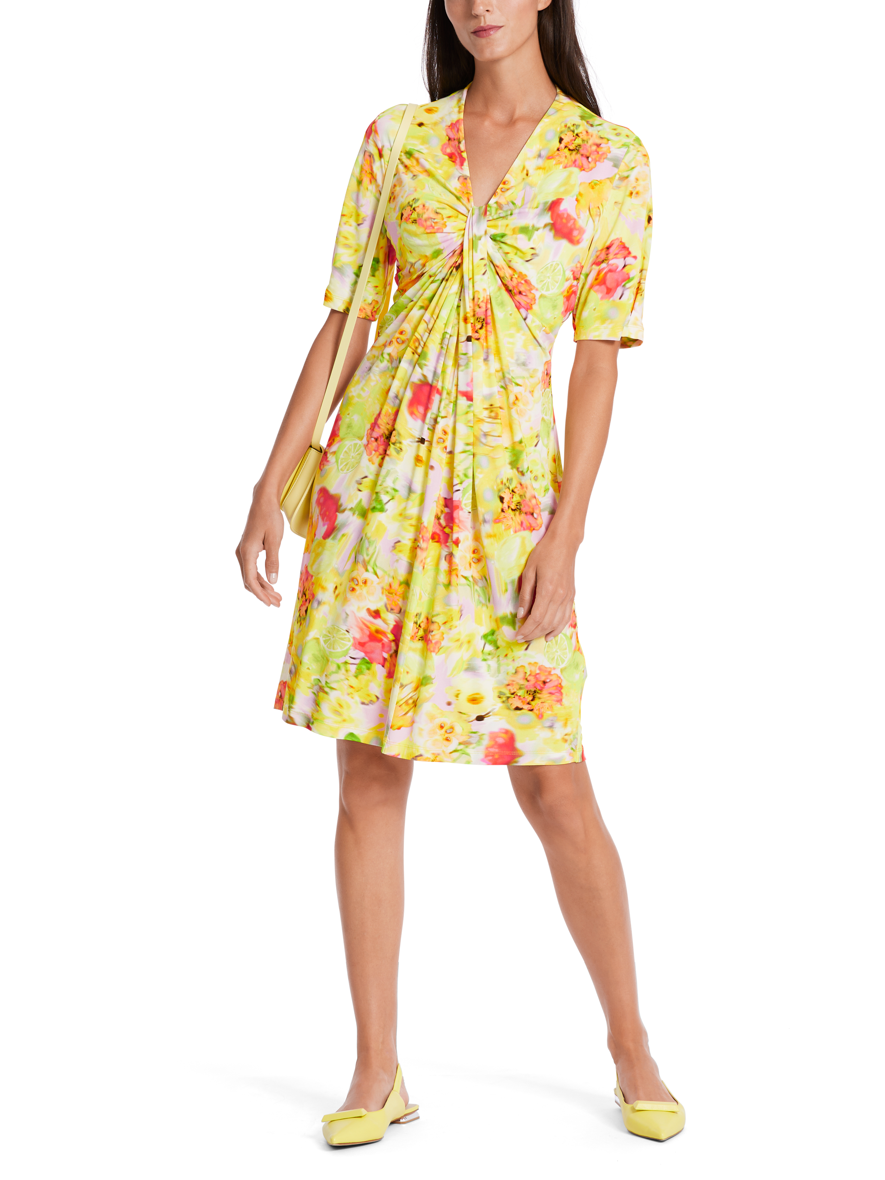 MARC CAIN WC 21.28 J22 Kleid im blurry Blumen-Dessin Gelb