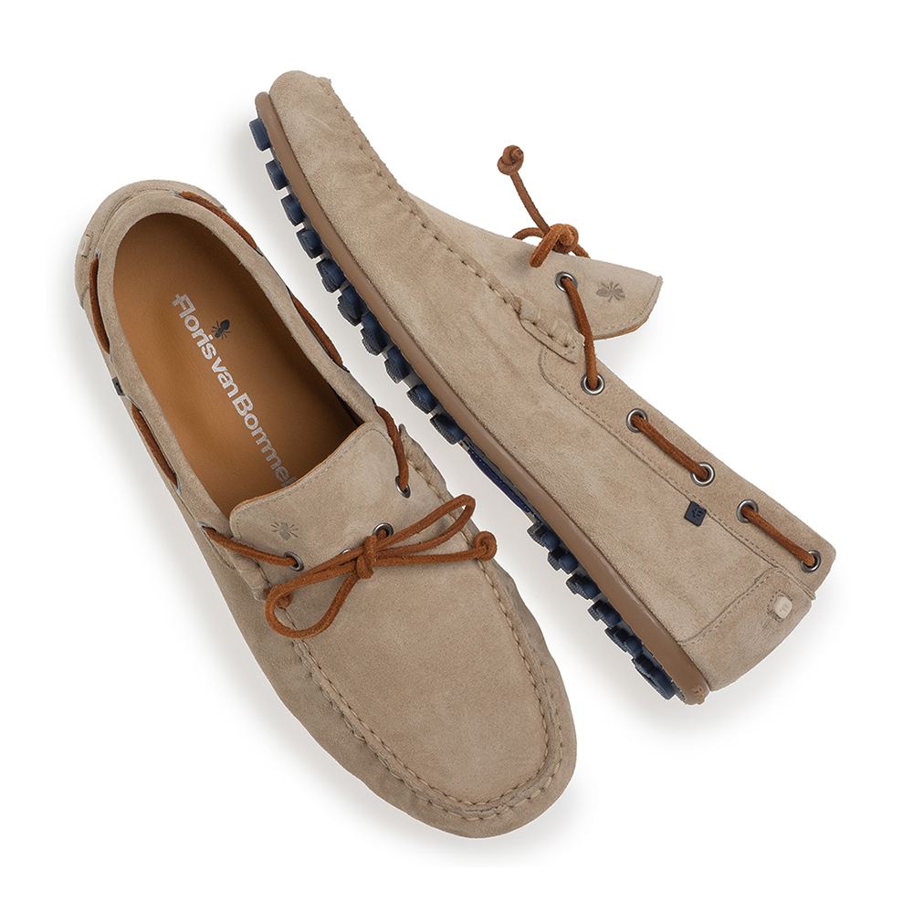 Floris van Bommel De Drijver 01.07 Herren Bootsschuh Suiede Leder Beige