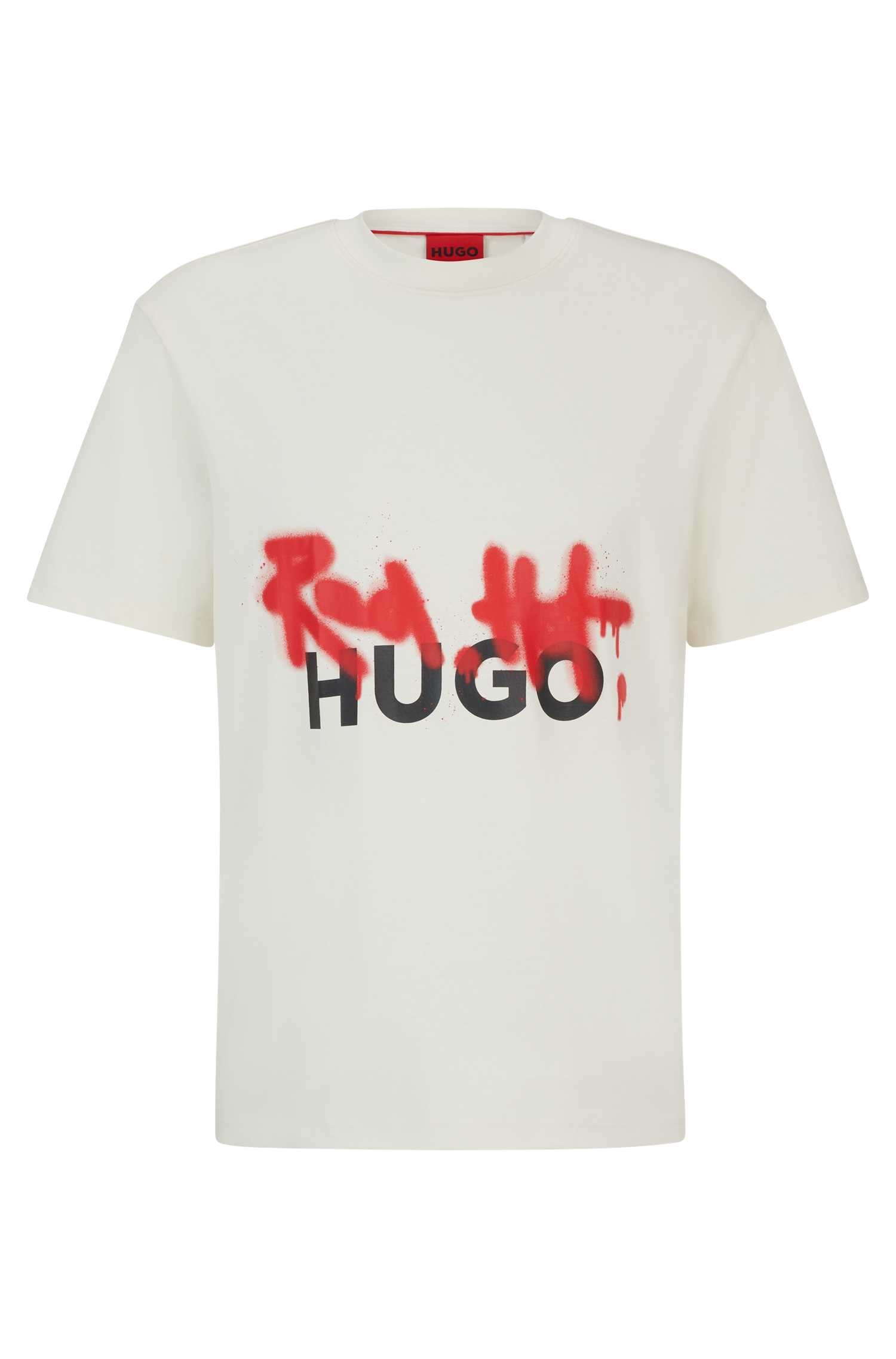 HUGO 50508513 Dinricko Label-Print Weiss