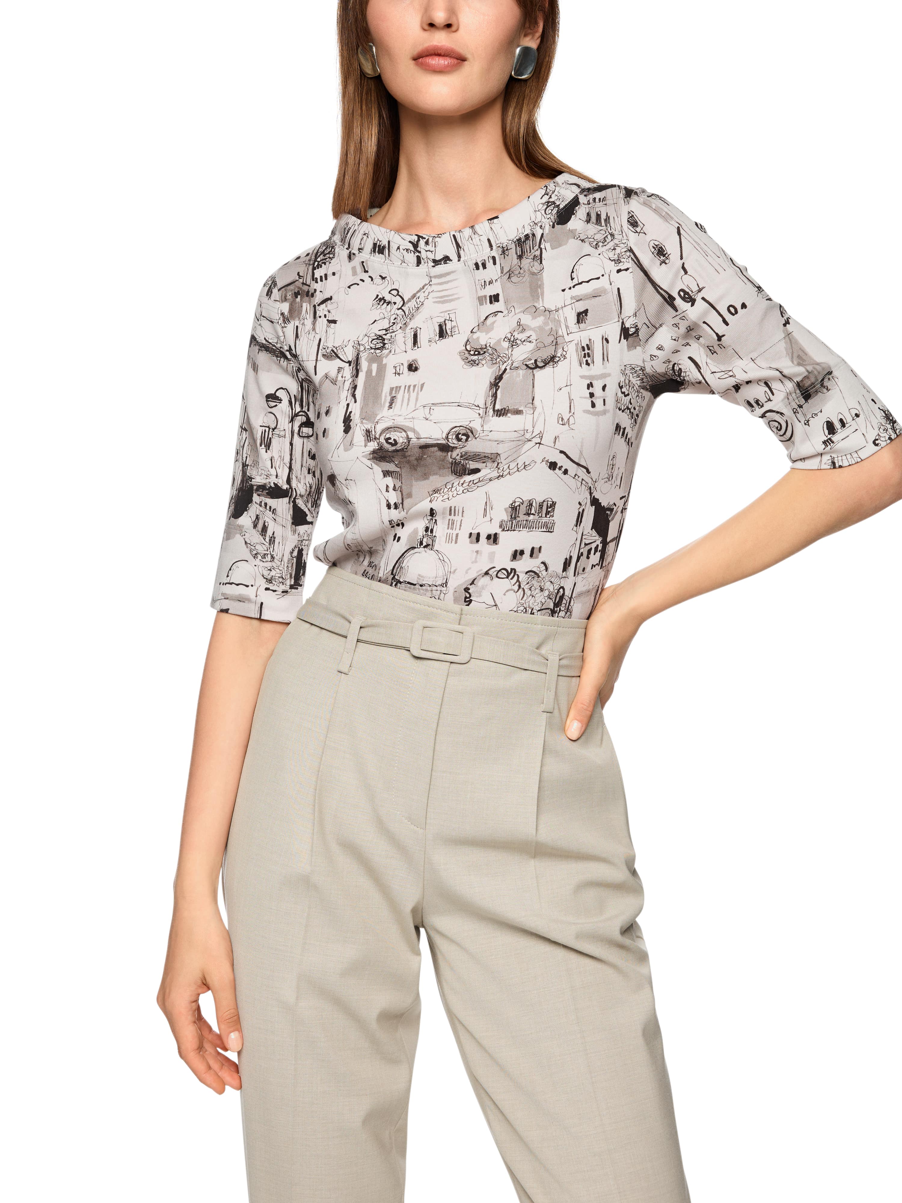 MARC CAIN ZC 48.45 J37  Shirt mit CITY-Motiv smoke