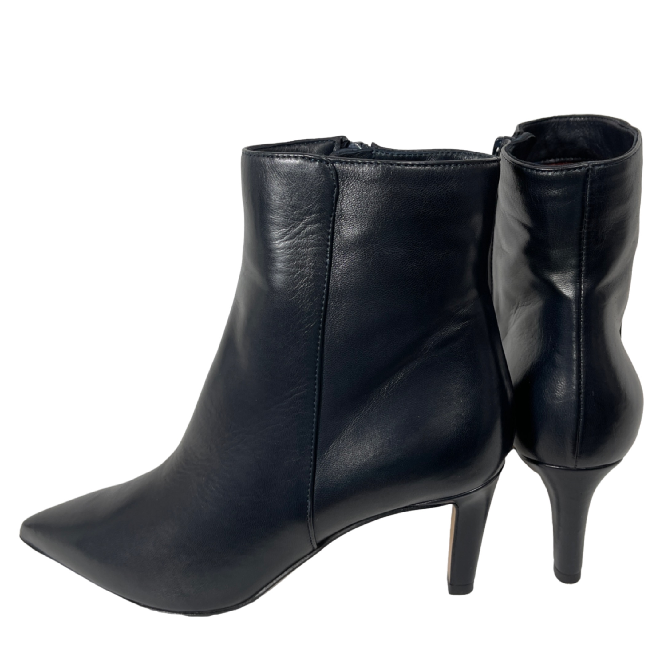 LORENA PAGGI 32750 GLOVE Damen Stiefel mit Pfennigabsatz  Leder  BLU DUNKELBLAU/SCHWARZ.