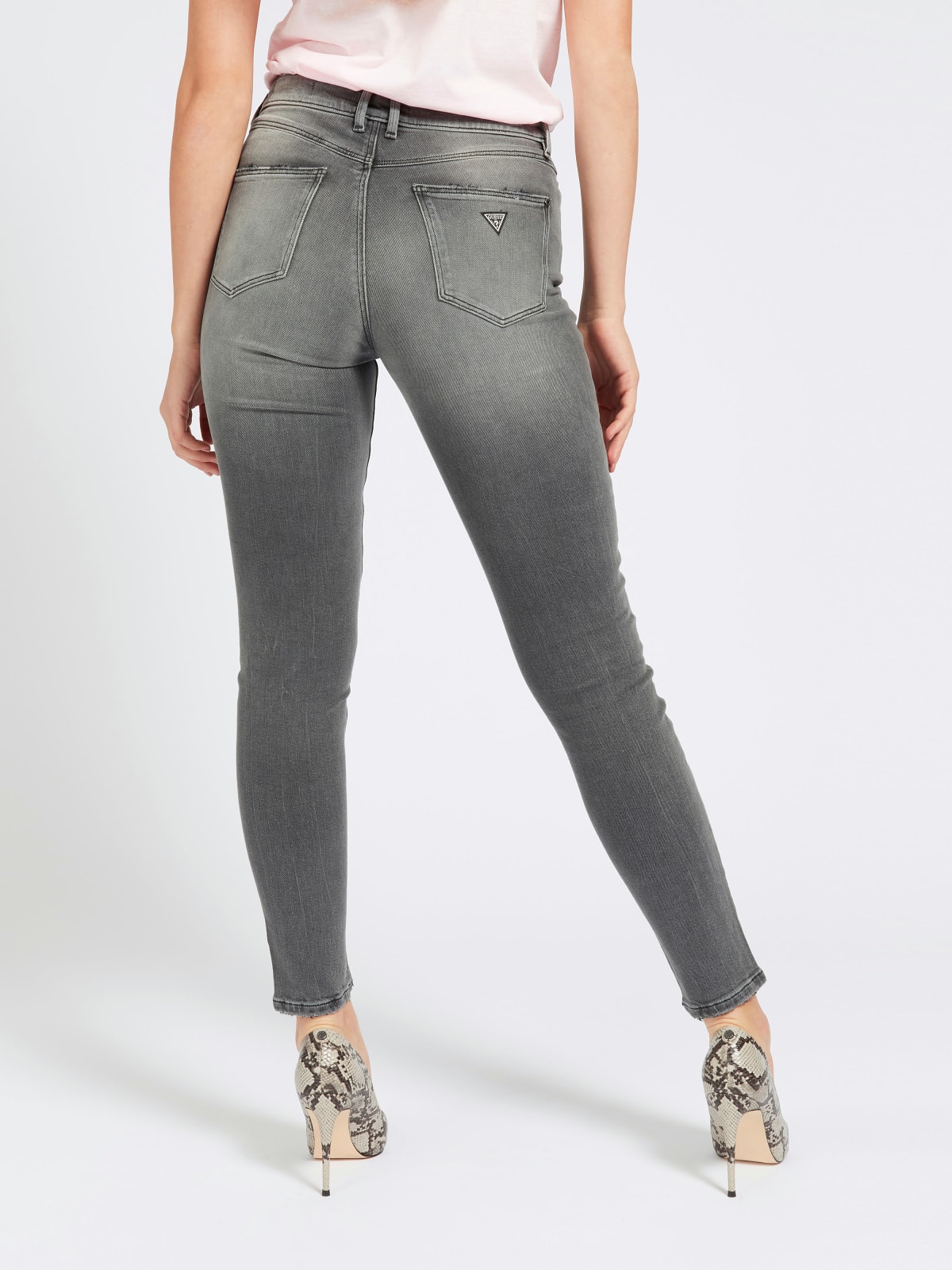 GUESS W1YA46 D4F52 Damen Jeans Hose Skinny-Fit Grau CRG1