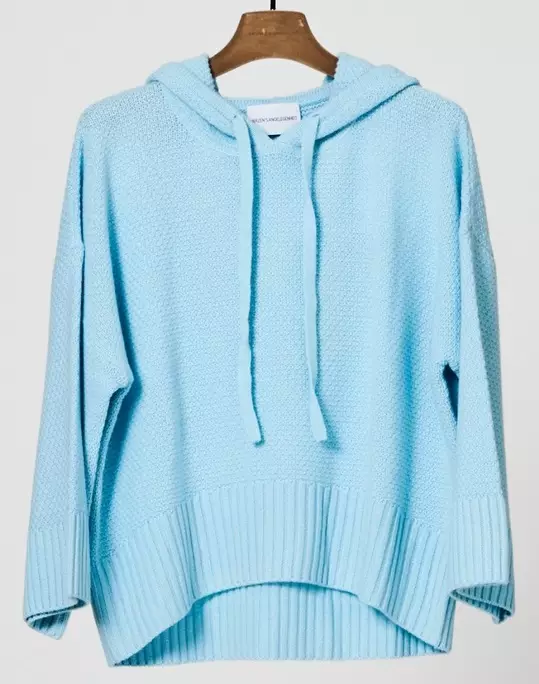 HERZENSANGELEGENHEIT 25221-1251 Damen Kapuzenpullover Strick-Hoodie Wool-Cashmere-Mix Hellblau