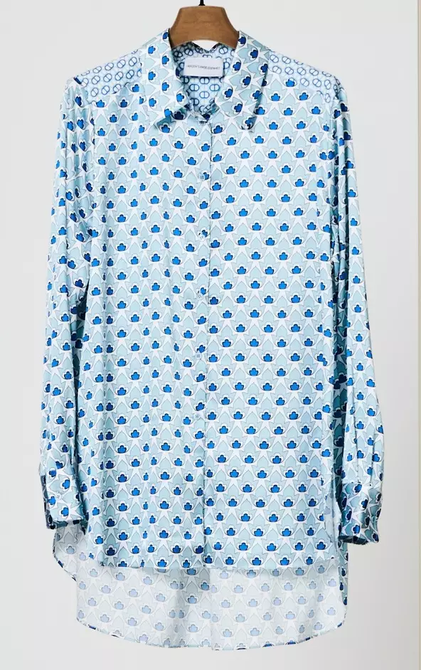 HERZENSANGELEGENHEIT 25221-6185 Damen Seidenbluse Stretch Hellblau