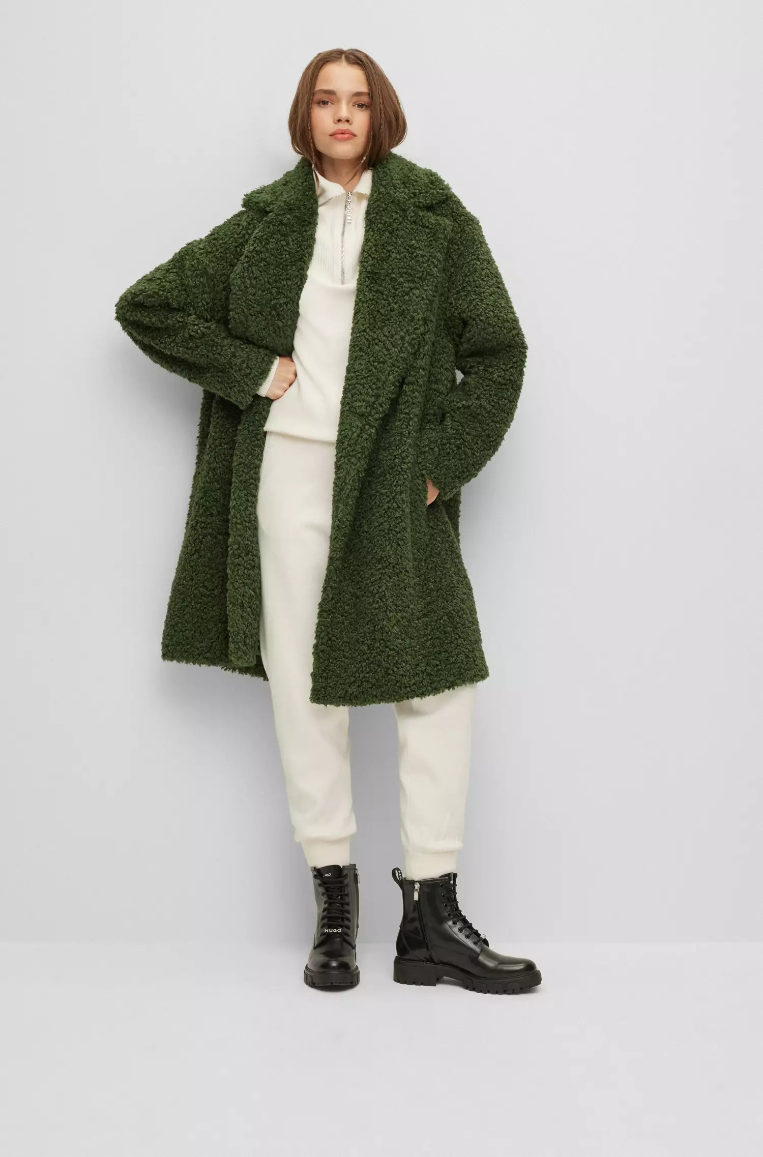 HUGO 50478524 Meleny-1 10244743 01 Teddy-Mantel Grün