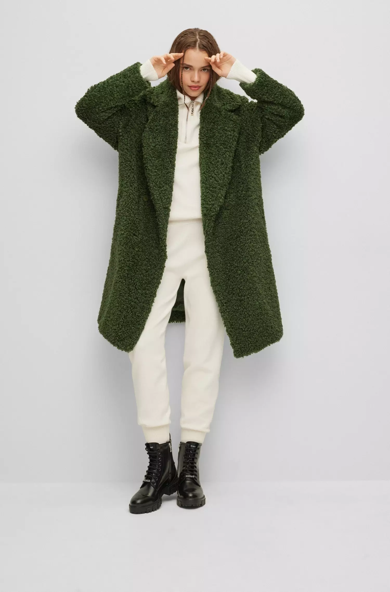 HUGO 50478524 Meleny-1 10244743 01 Teddy-Mantel Grün