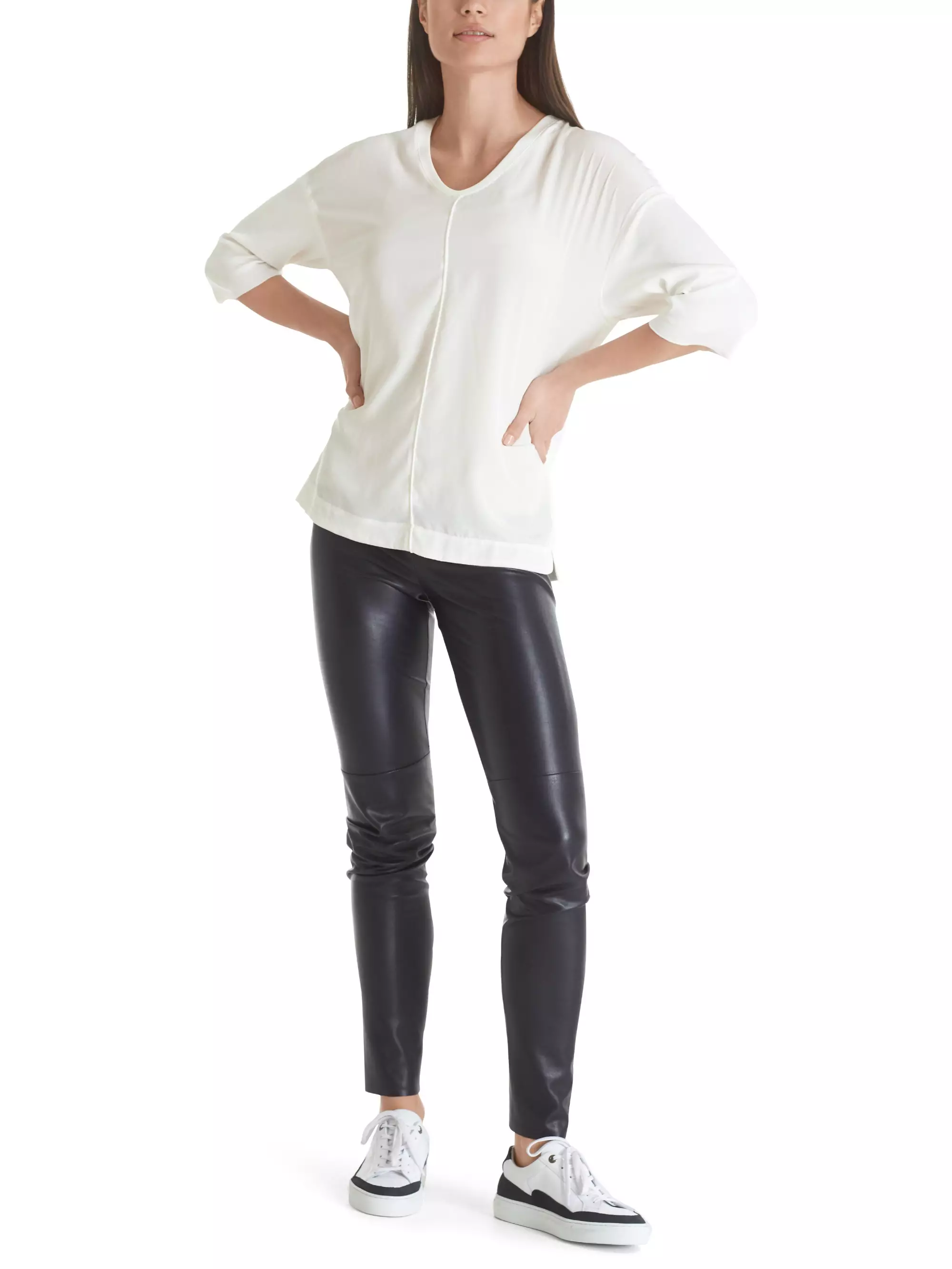 MARC CAIN  +E 55.01 J29 Blusenshirt aus Material-Mix off-white