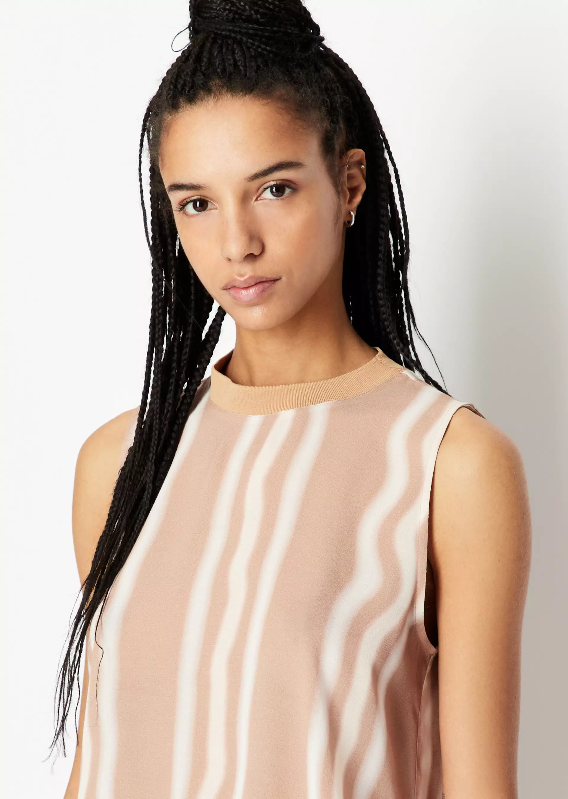 ARMANI  3RYH20 YN3LZ Damen Top Bluse ärmellos gestreift beige