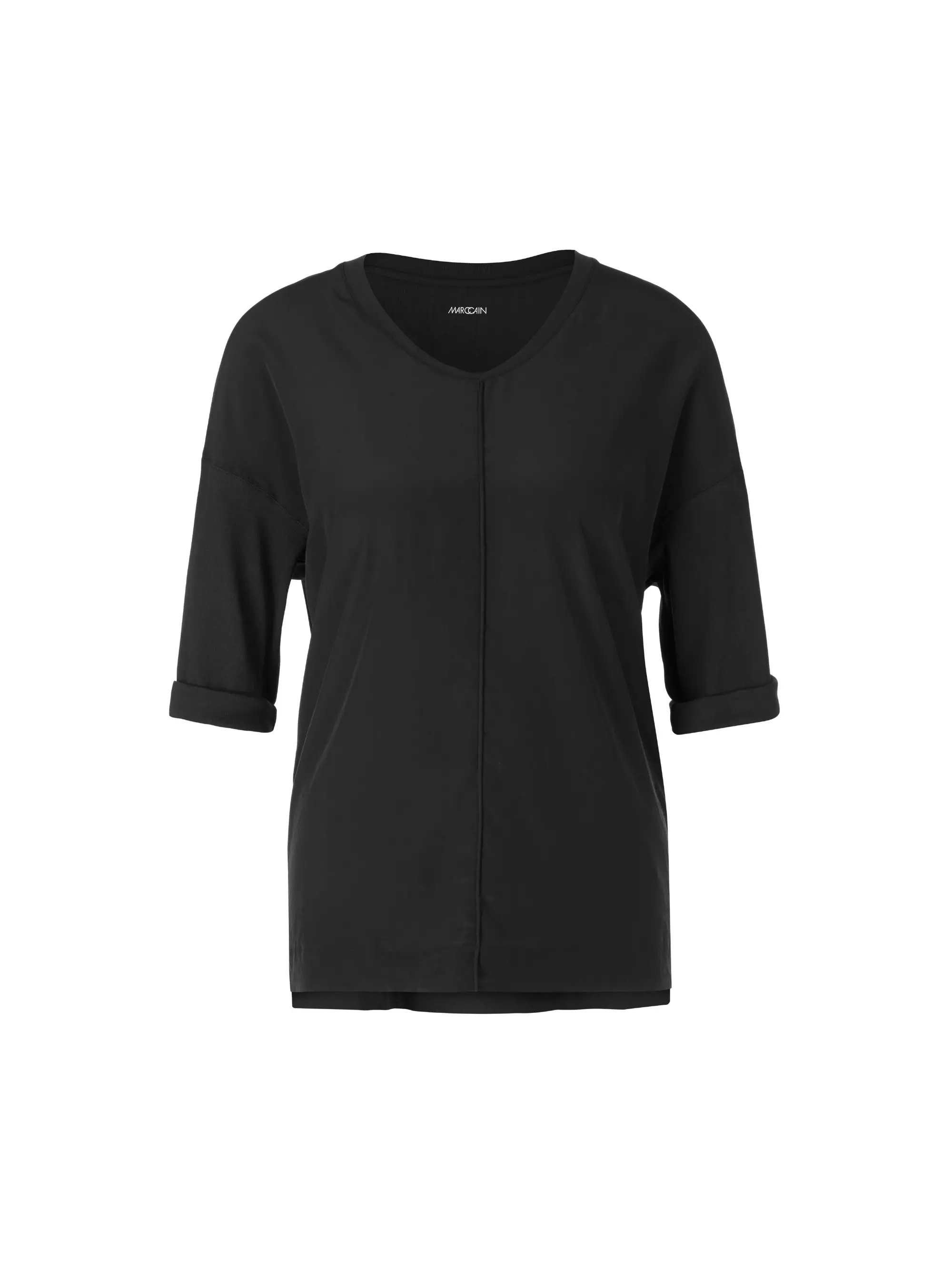 MARC CAIN +E 55.01 J29 Blusenshirt aus Material-Mix Schwarz